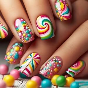 Brand New 24pcs Sweet Candy-Inspired Press-On Nails